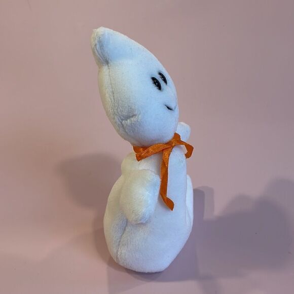 1995 Original Ty Beanie Baby Spooky the Ghost w Orange Bow PVC Pellets EUC 8” - Picture 2 of 7